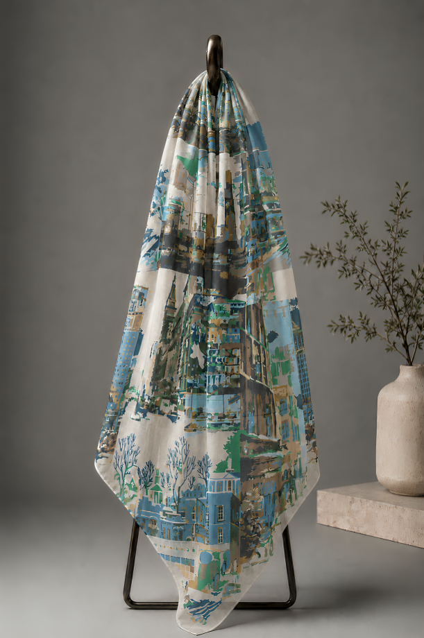 Metro Mosaic, Cotton/Modal Stole- 28x80 Inches