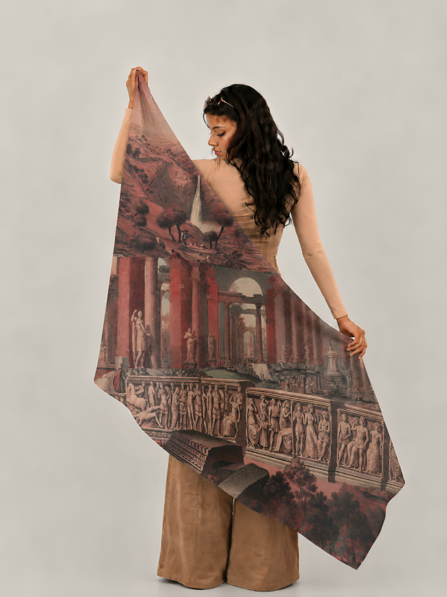 Roman Holiday, Cotton/Modal Stole- 28x80 Inches