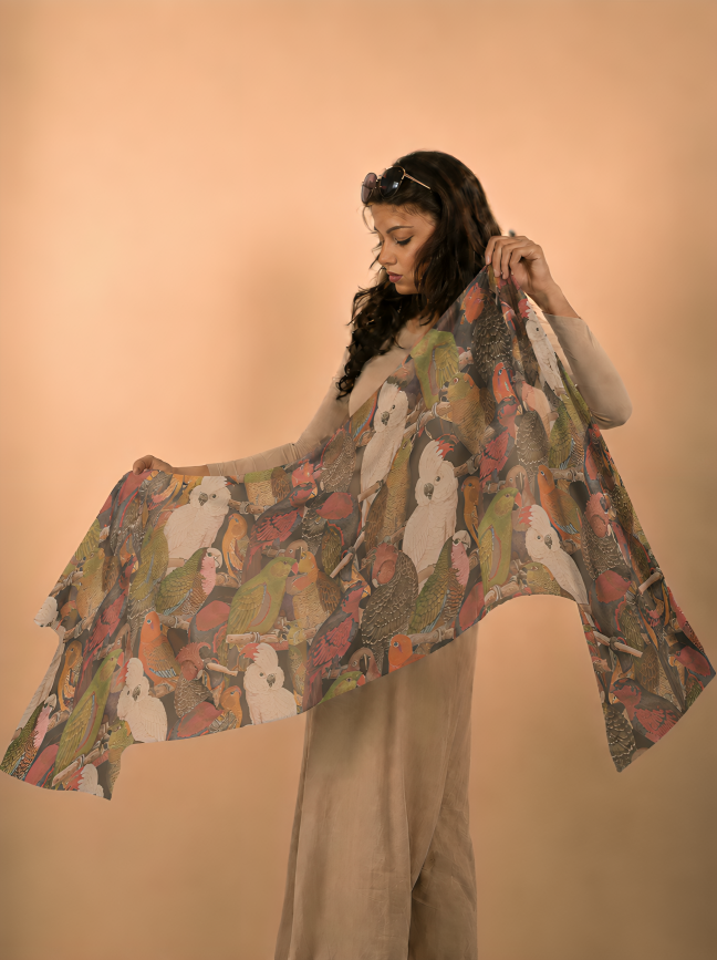 Wings Unbound, Cotton/Modal Stole- 28x80 Inches