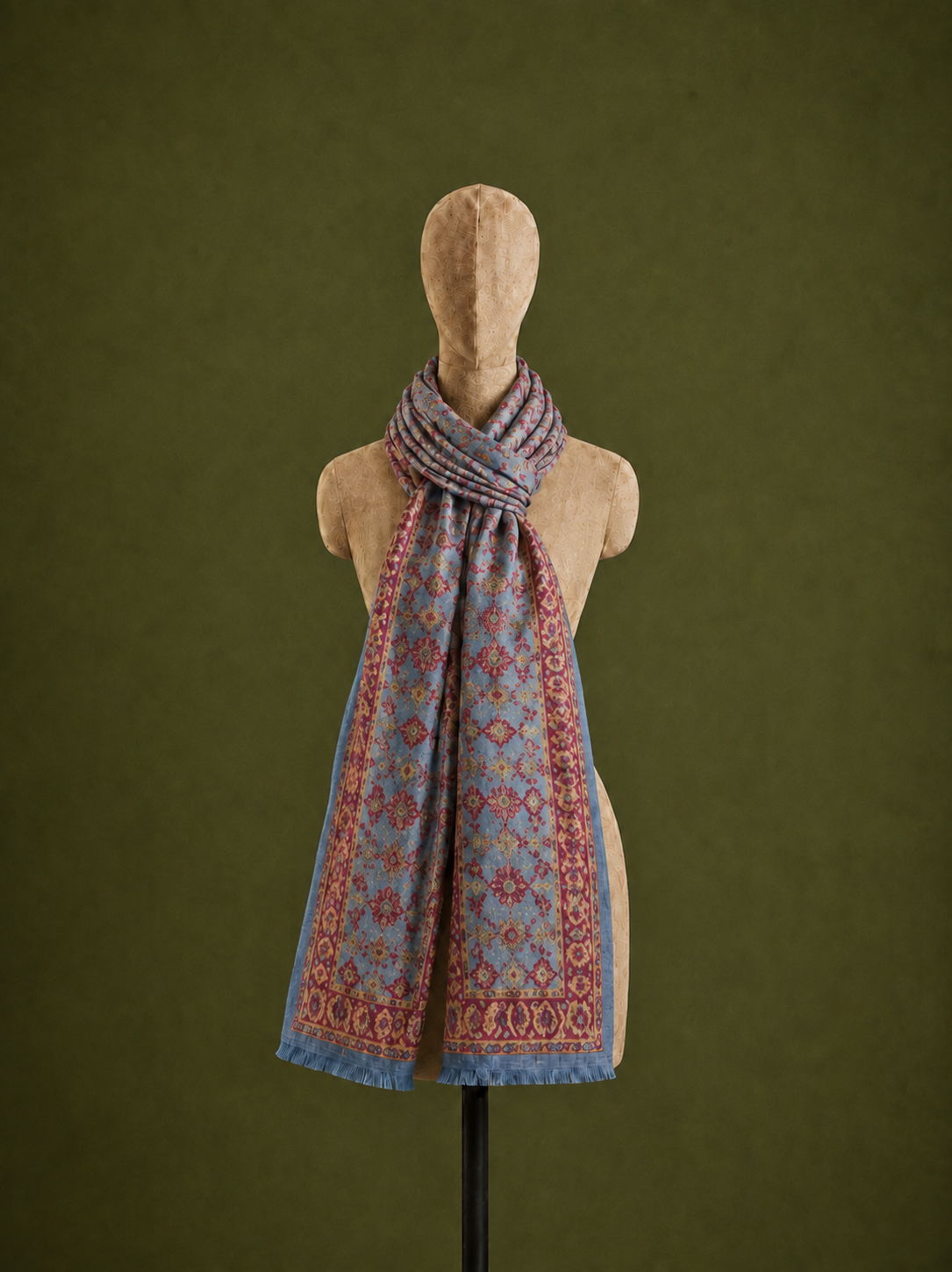 Azure Odyssey, Wool/Silk Stole- 28x80 Inches