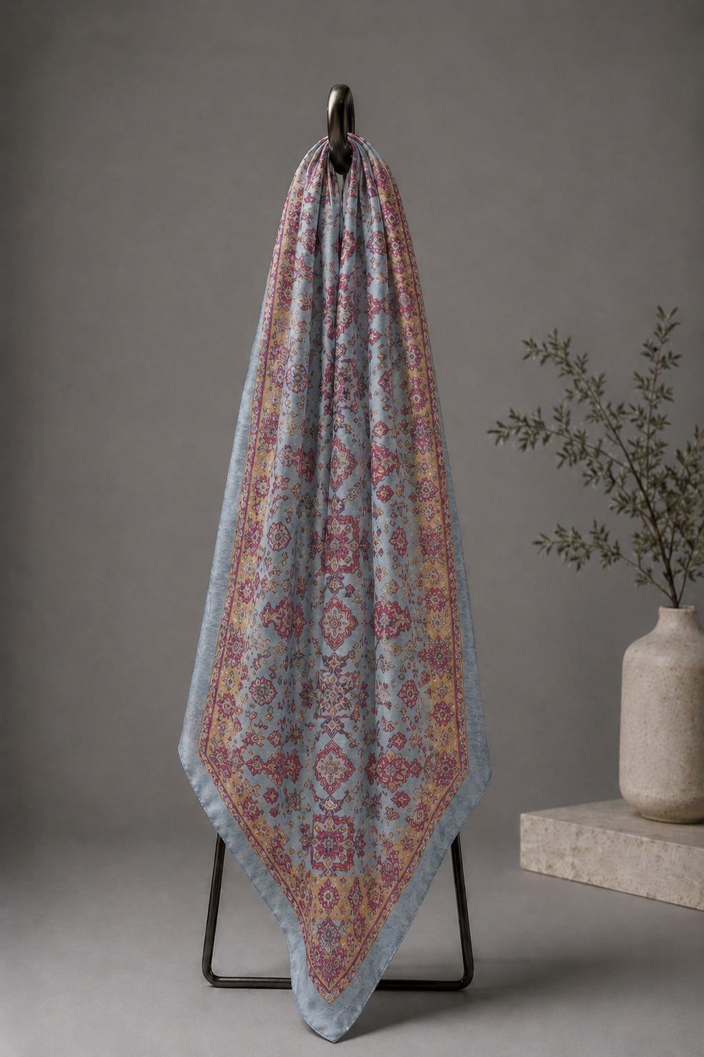 Azure Odyssey, Wool/Silk Stole- 28x80 Inches