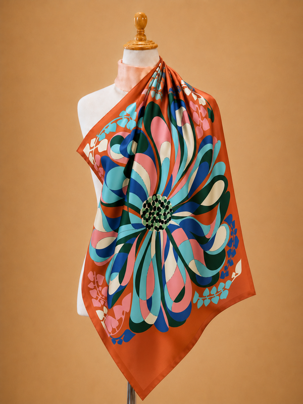 Big Bloom Energy, Silk Scarf- 39x39 Inches