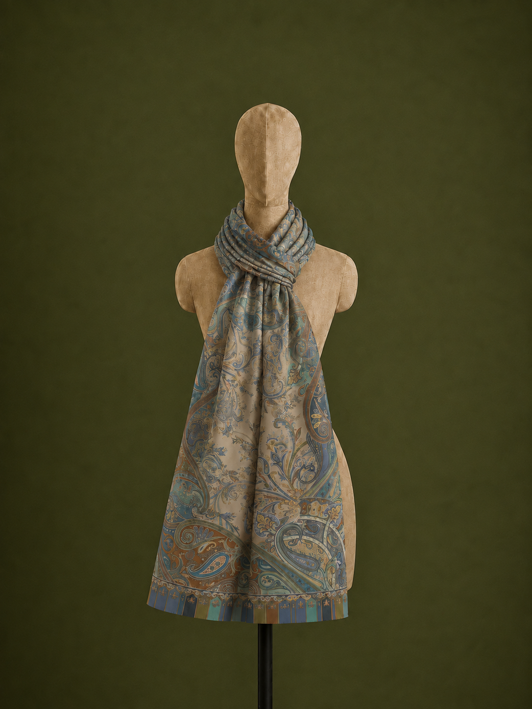 Blue Horizon, Cotton/Modal Stole- 28x80 Inches