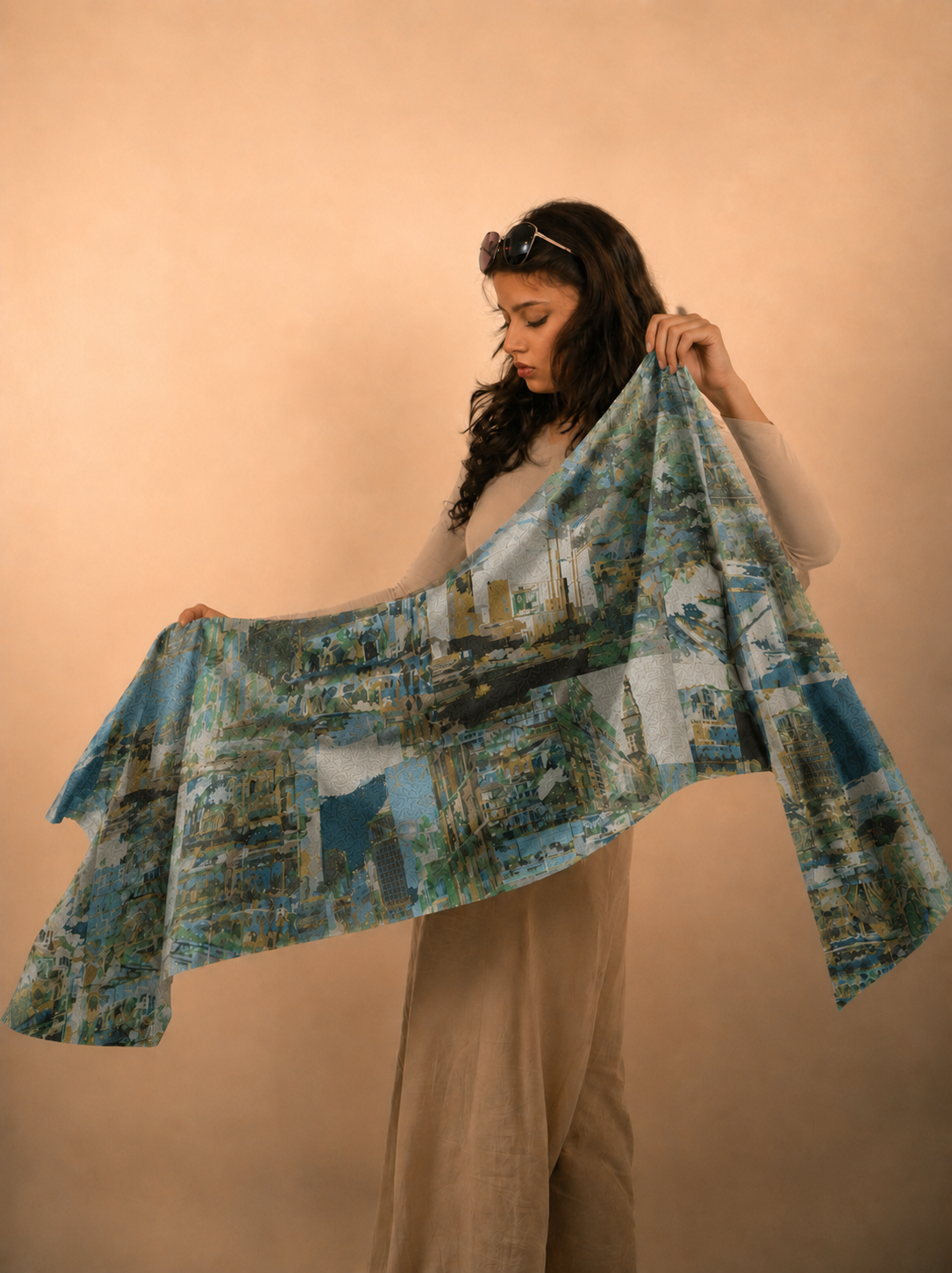 Metro Mosaic, Cotton/Modal Stole- 28x80 Inches