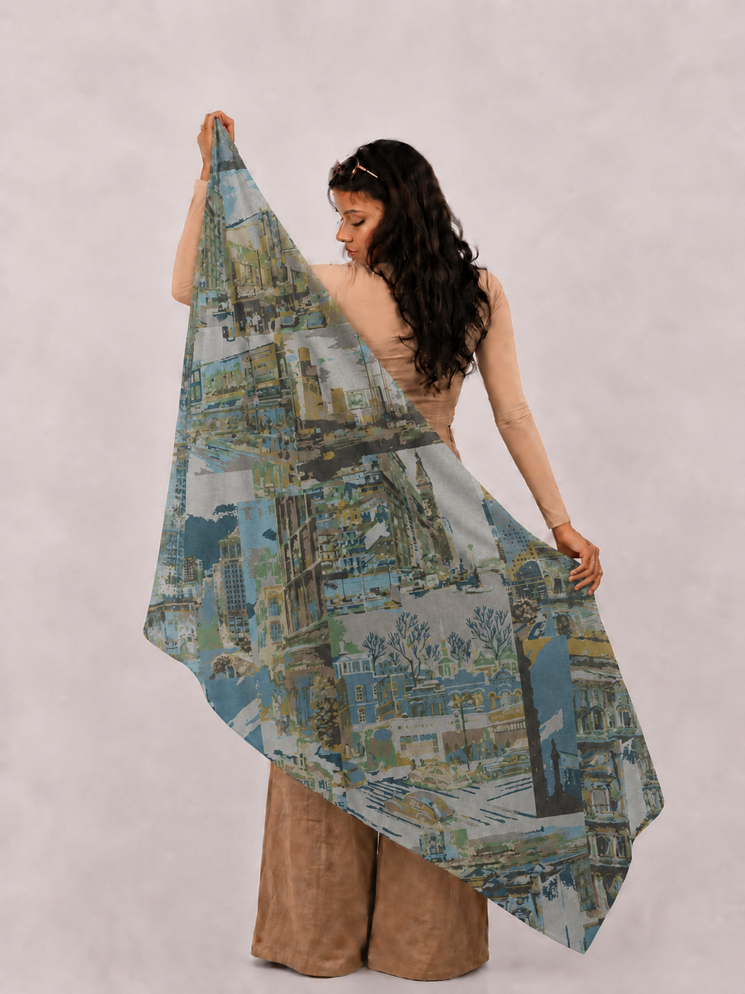 Metro Mosaic, Cotton/Modal Stole- 28x80 Inches