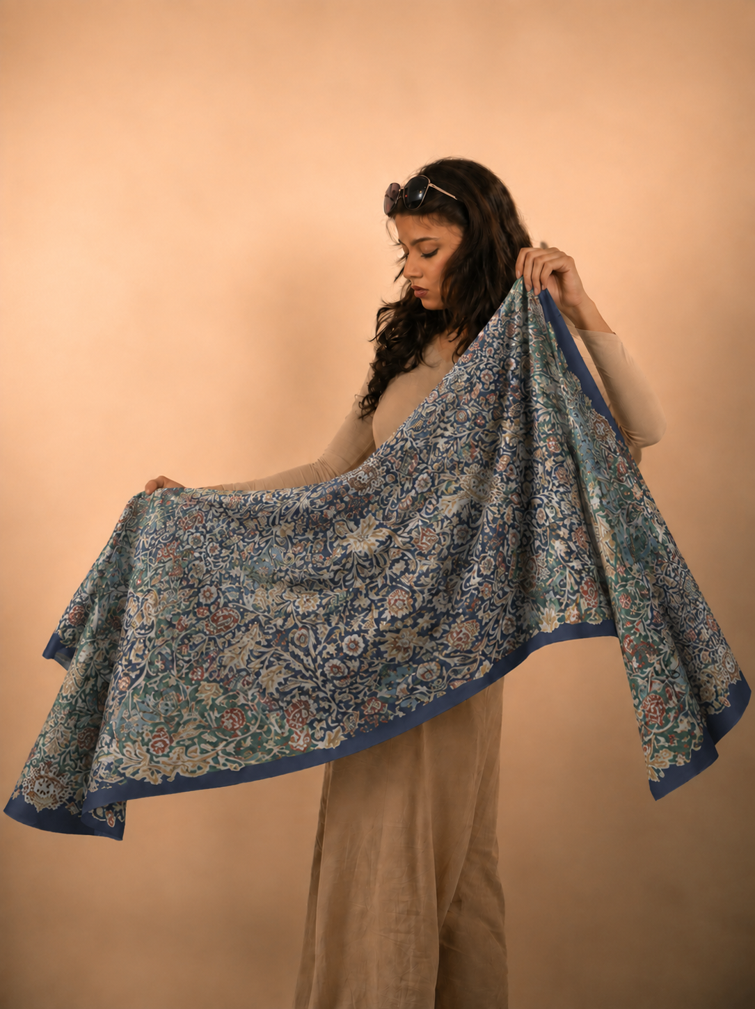 Midnight Garden, Cotton/Modal Stole- 28x80 Inches