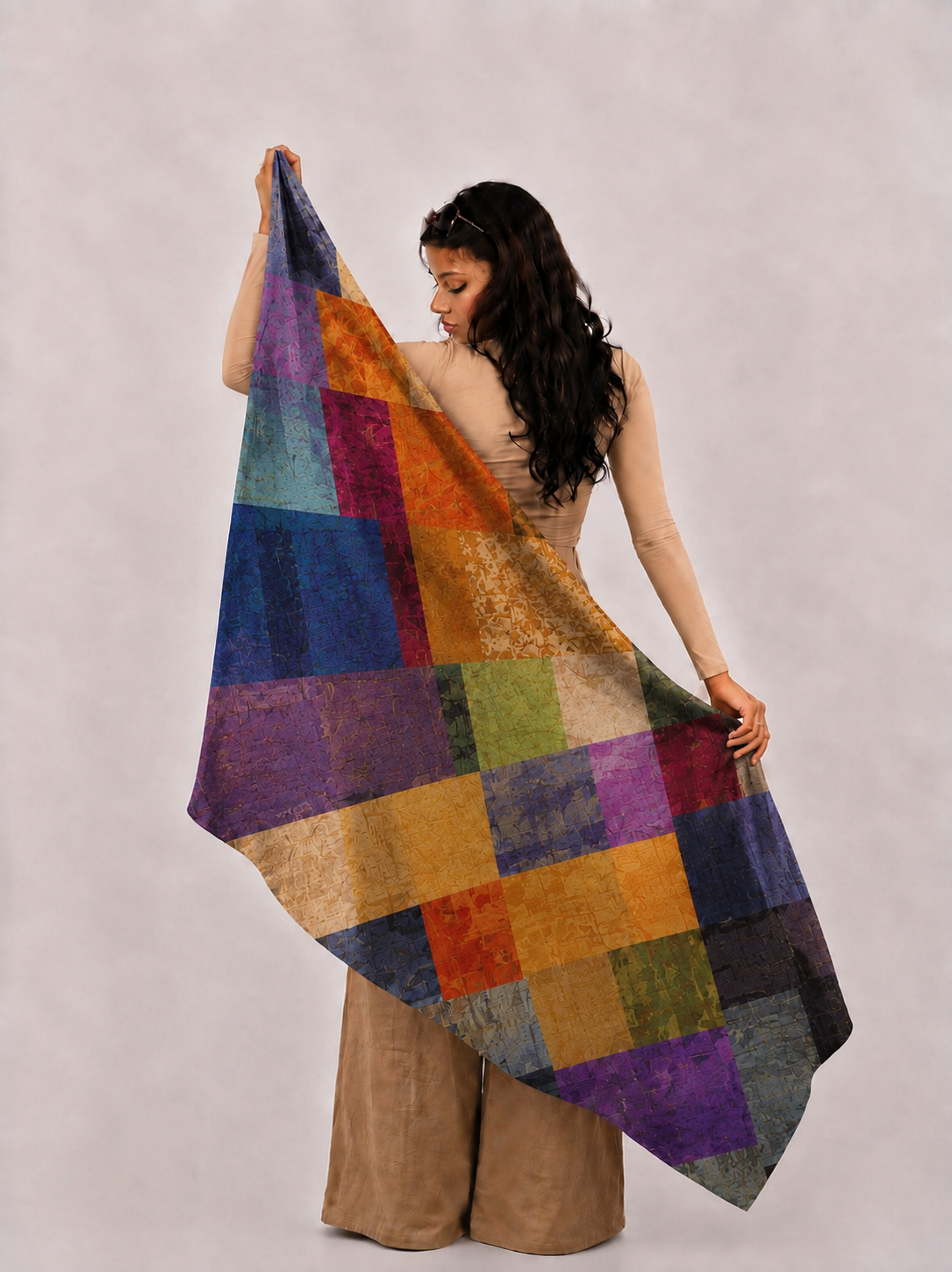 Open Canvas, Wool/Silk Stole- 28x80 Inches