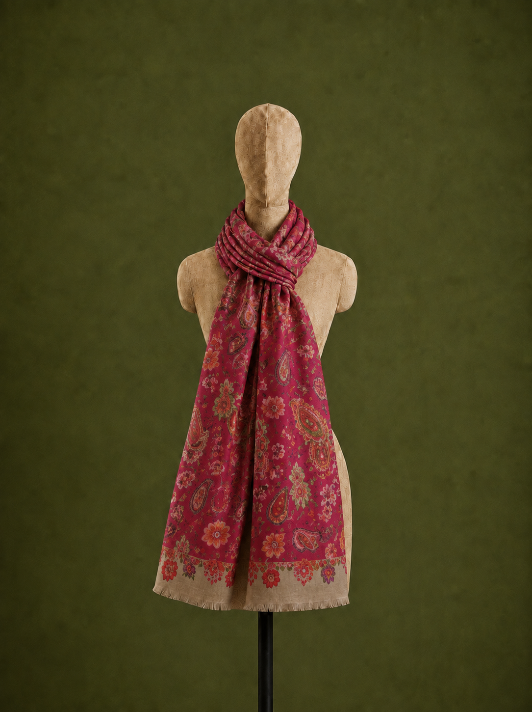 Scarlet Escape, Wool/Silk Stole- 28x80 Inches