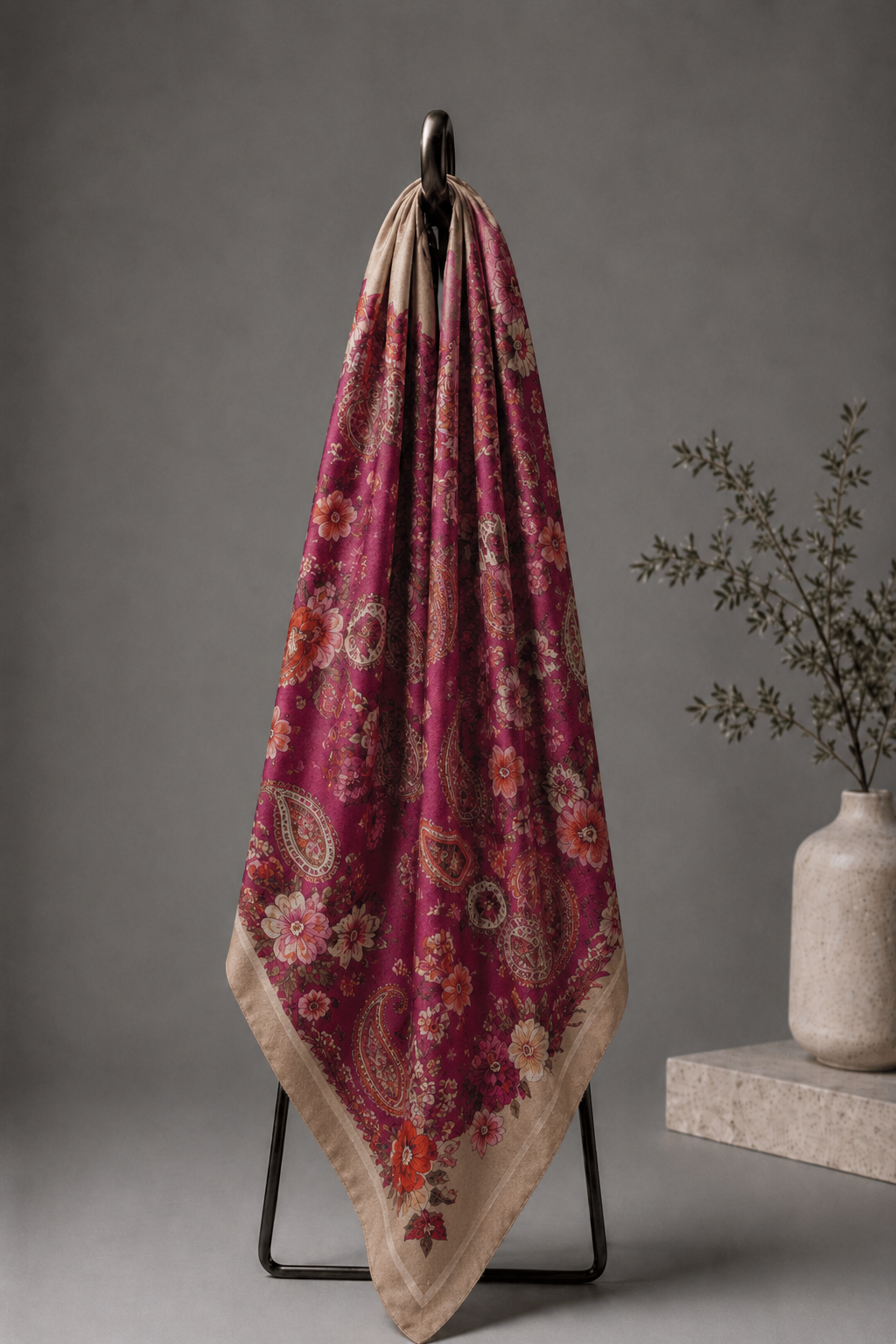 Scarlet Escape, Wool/Silk Stole- 28x80 Inches