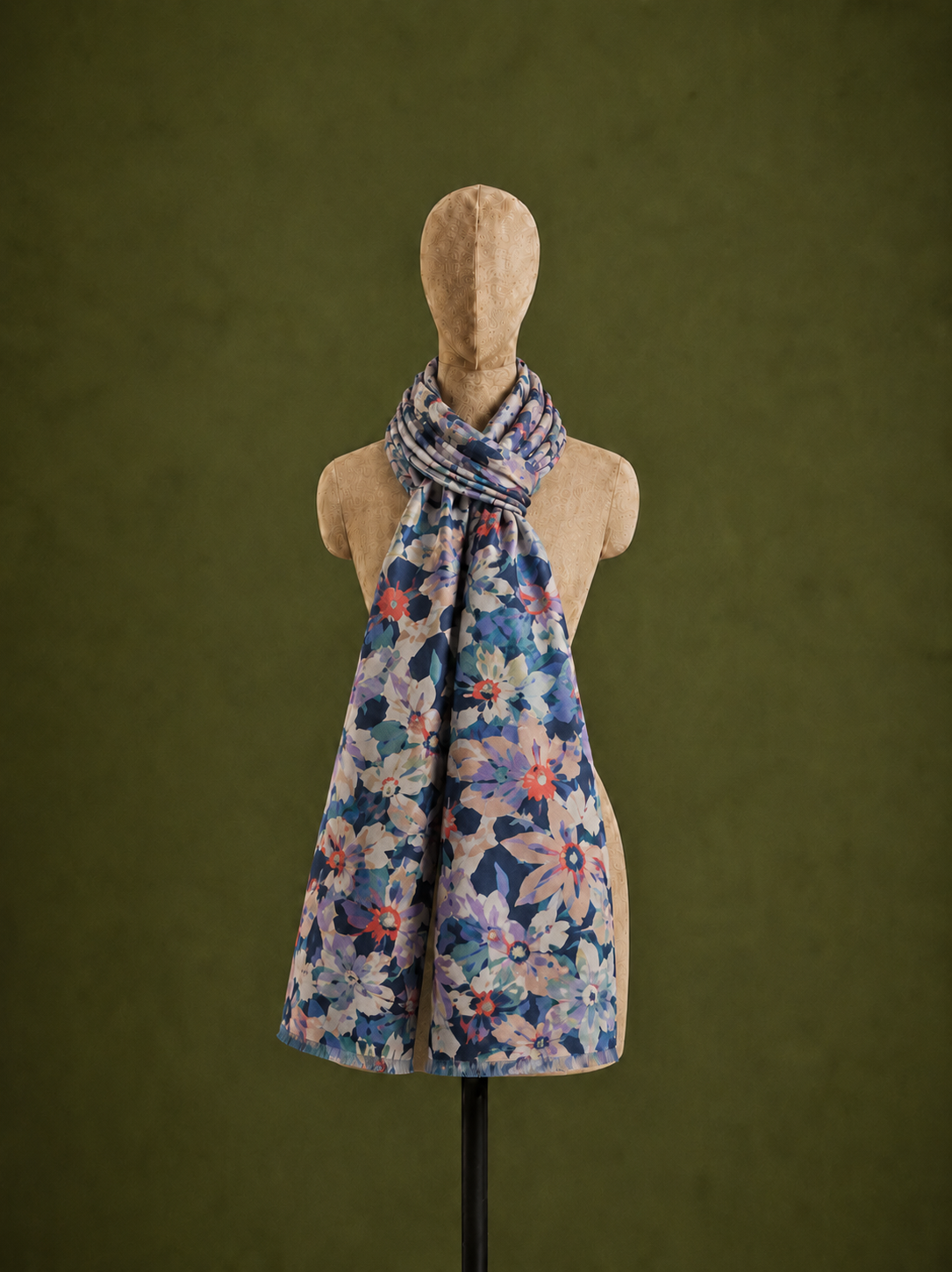 Unscripted Bloom, Wool/Silk Stole- 28x80 Inches