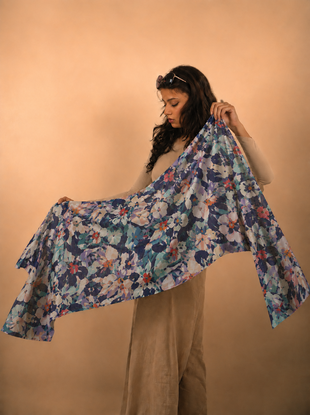 Unscripted Bloom, Wool/Silk Stole- 28x80 Inches