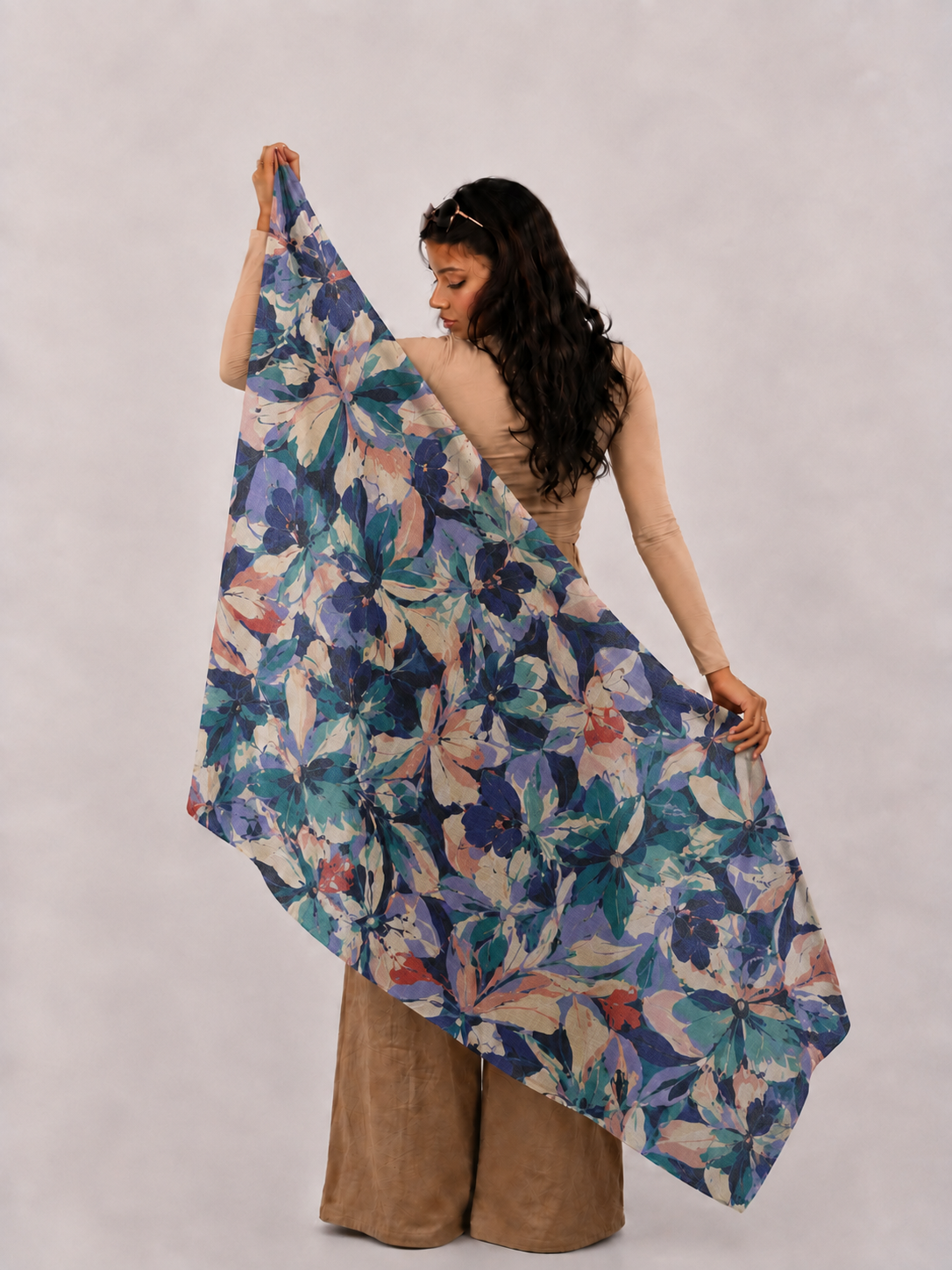 Unscripted Bloom, Wool/Silk Stole- 28x80 Inches